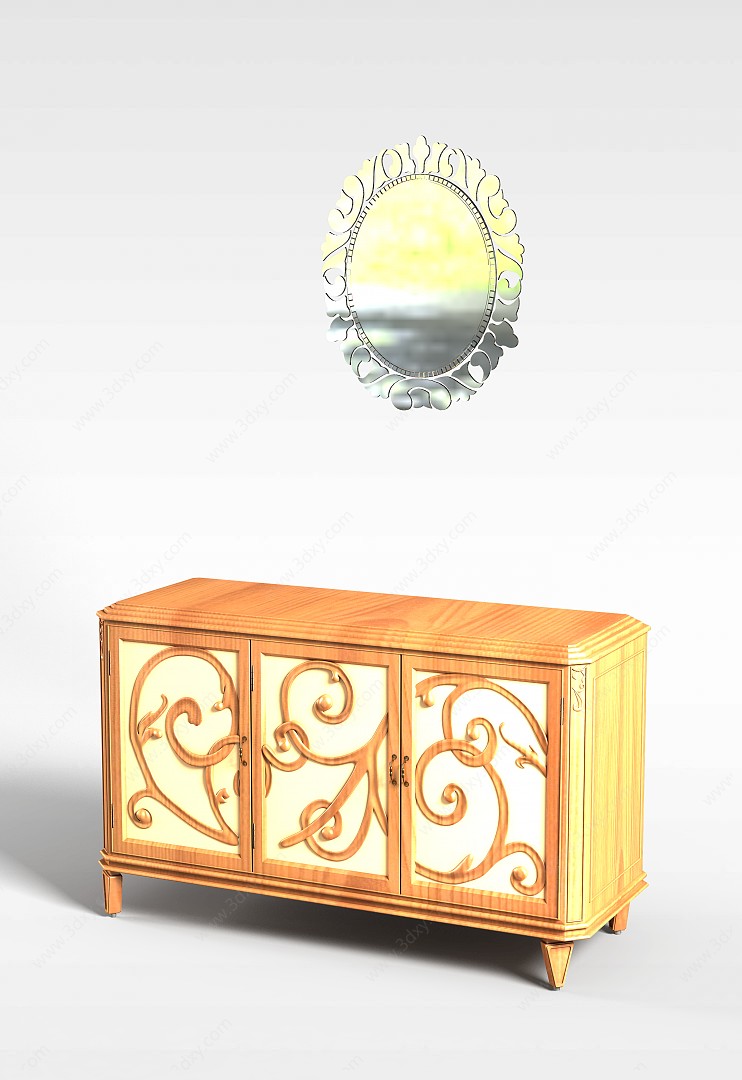 中式实木柜子3D模型