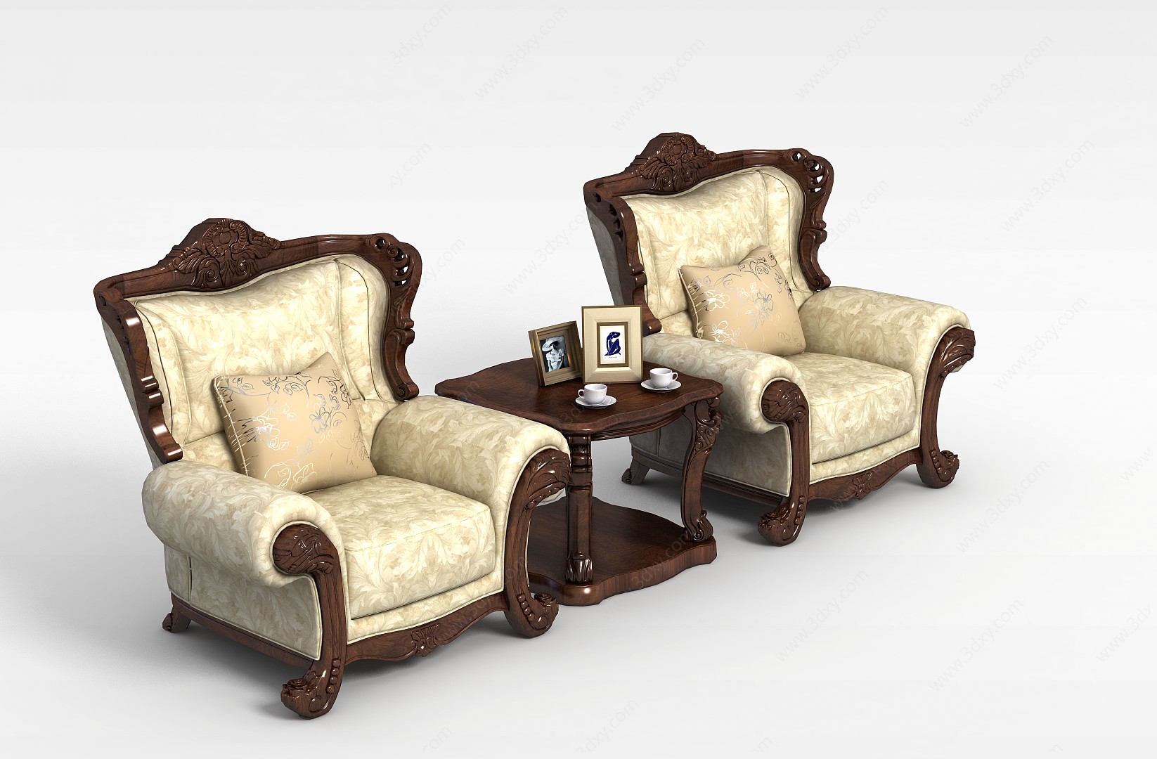 欧式单人沙发组合3D模型