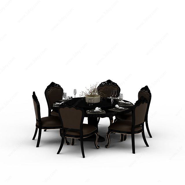 现代餐厅餐桌3D模型