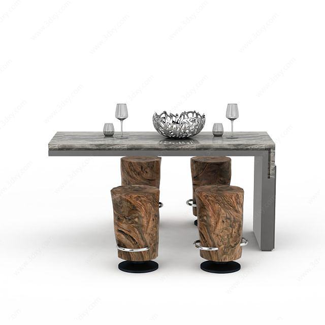 现代简约家庭餐桌3D模型