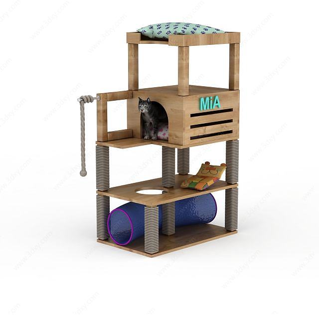 木质猫屋3D模型