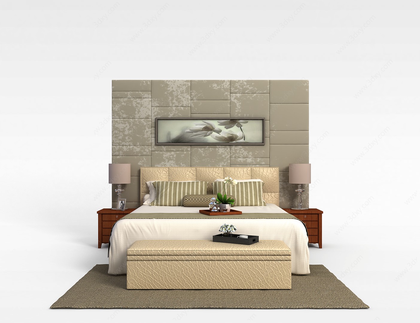 现代卧室床具3D模型