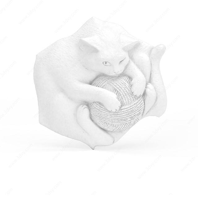 小猫卡通墙饰3D模型