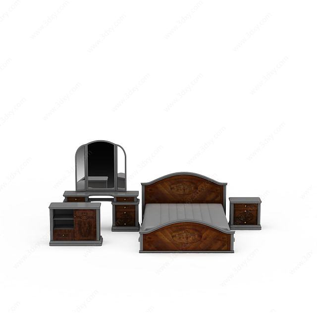 中式卧室家具3D模型