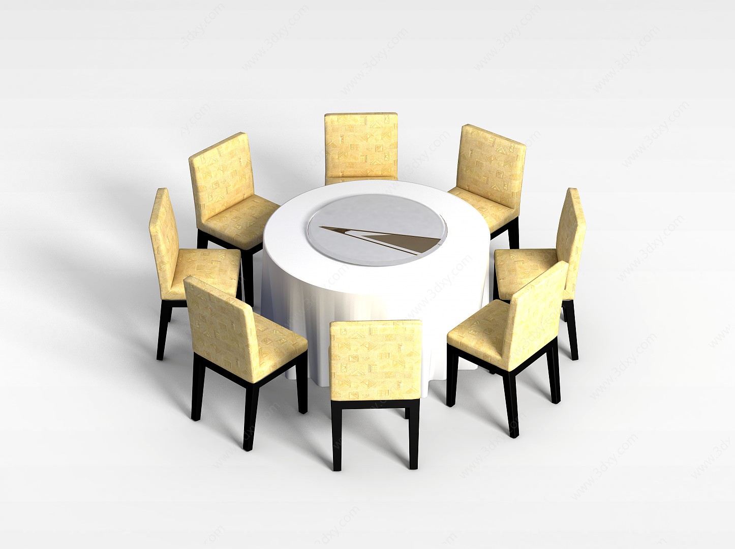 圆形多人桌椅3D模型