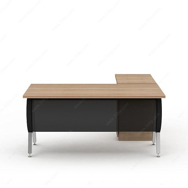 原木办公桌3D模型
