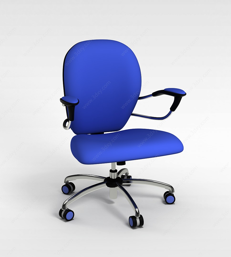 蓝色办公转椅3D模型