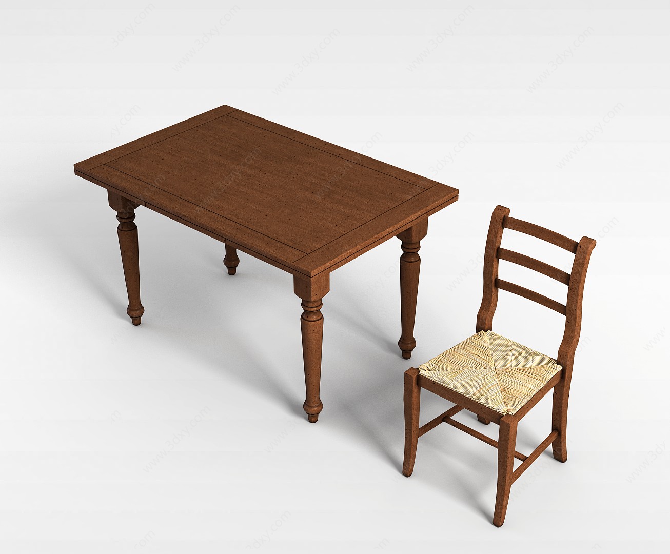 简约木质桌椅3D模型