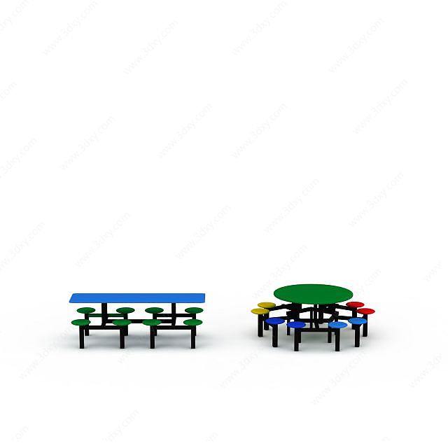 食堂餐桌椅3D模型