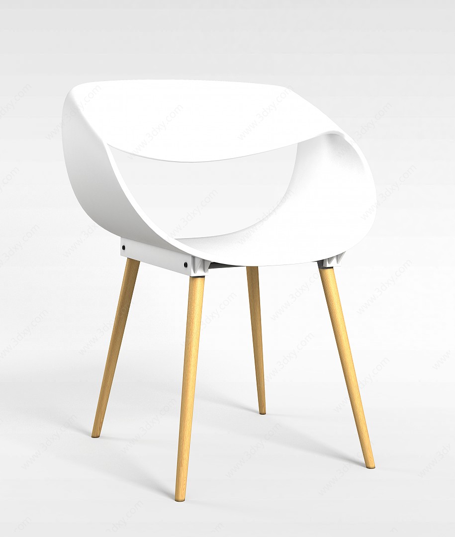 白色休闲椅3D模型