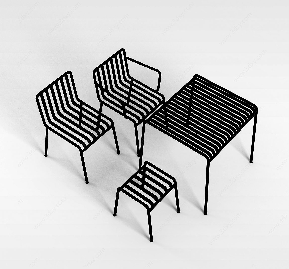 黑色桌椅套装3D模型