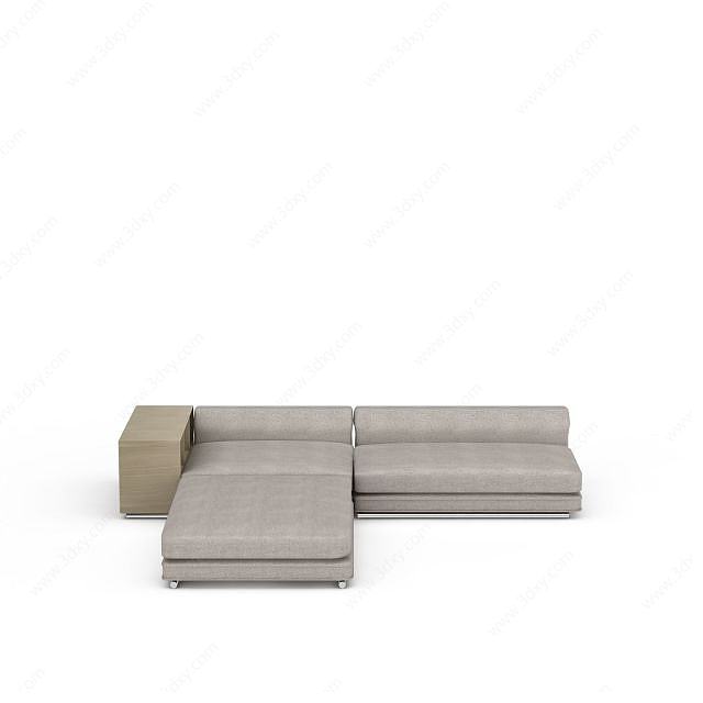 灰色U型沙发3D模型