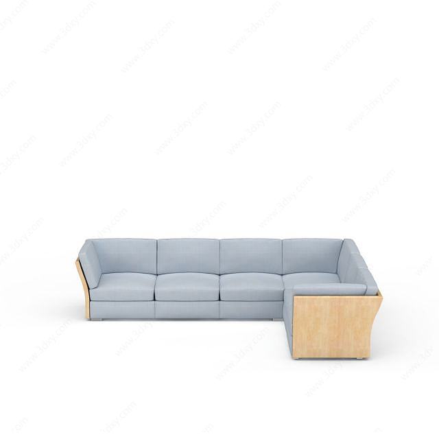 蓝色沙发套装3D模型