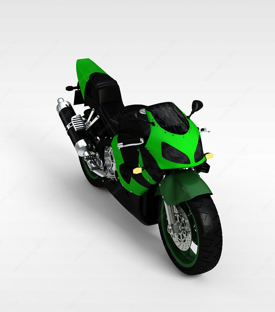 绿色摩托车3D模型