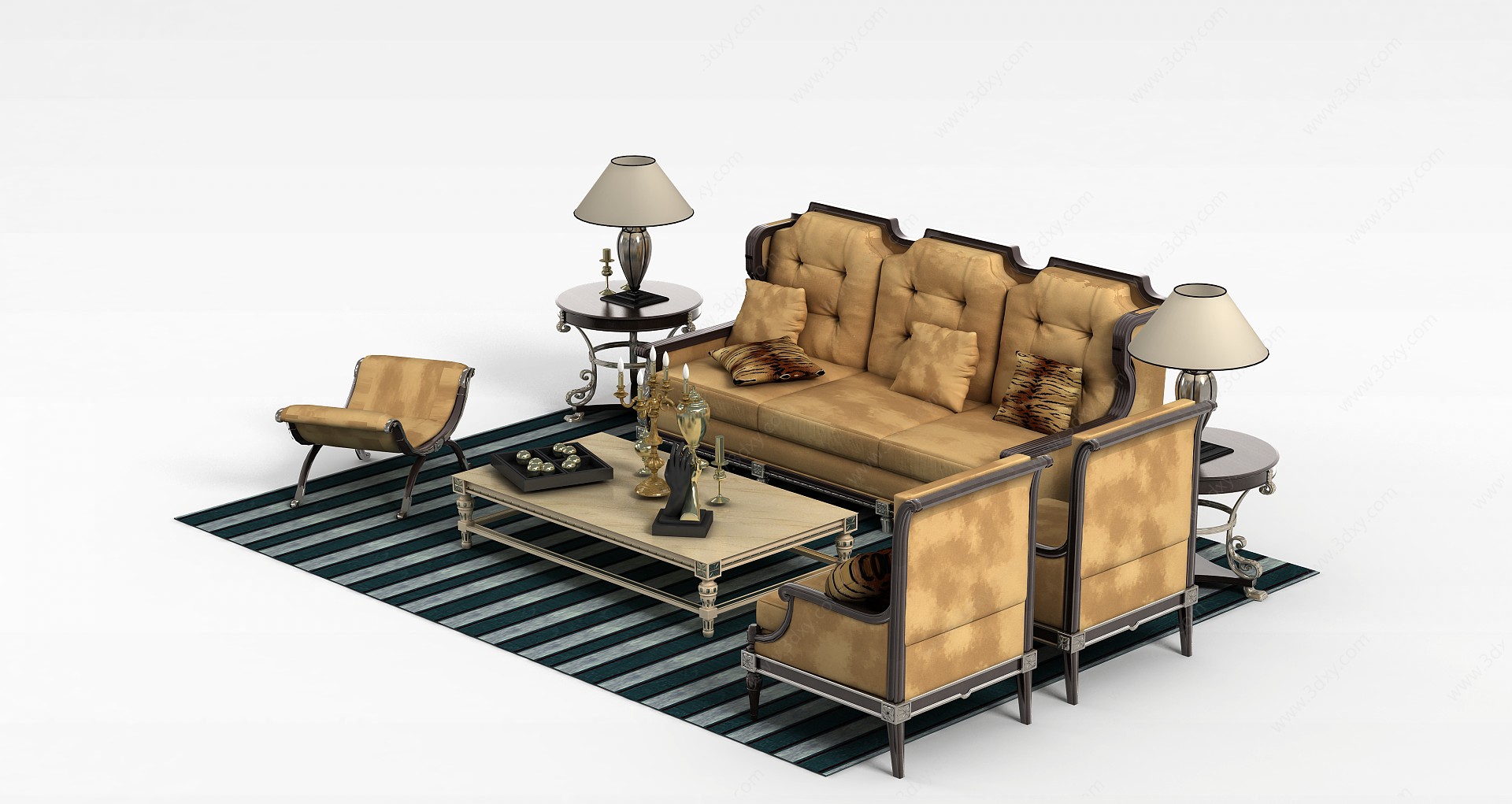 美式沙发组合3D模型
