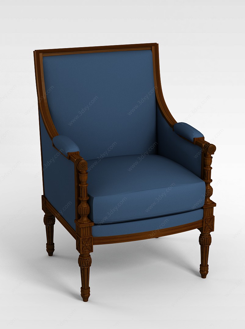 蓝色软包椅3D模型