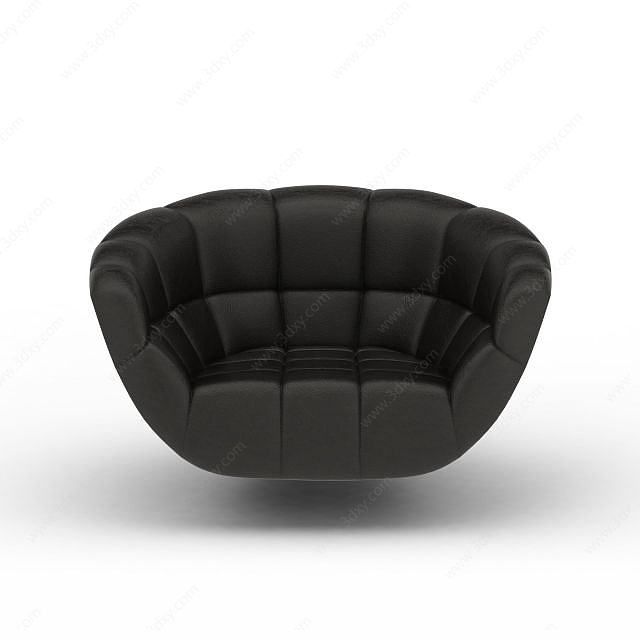 黑色真皮沙发3D模型