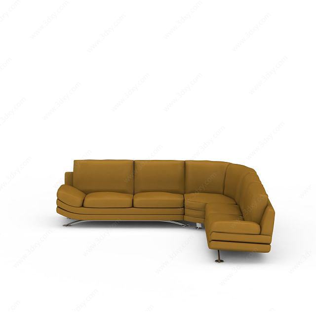 姜黄色U型沙发3D模型