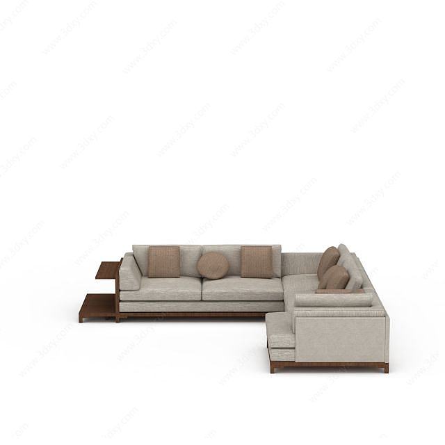 米色U型沙发3D模型