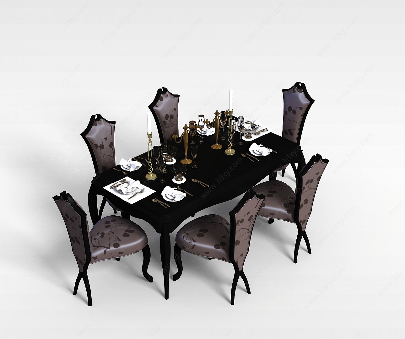 欧式餐桌餐椅组合3D模型