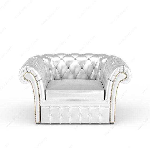 银色软包沙发3D模型