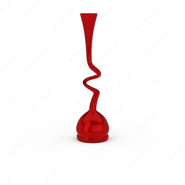 红色创意花瓶3D模型