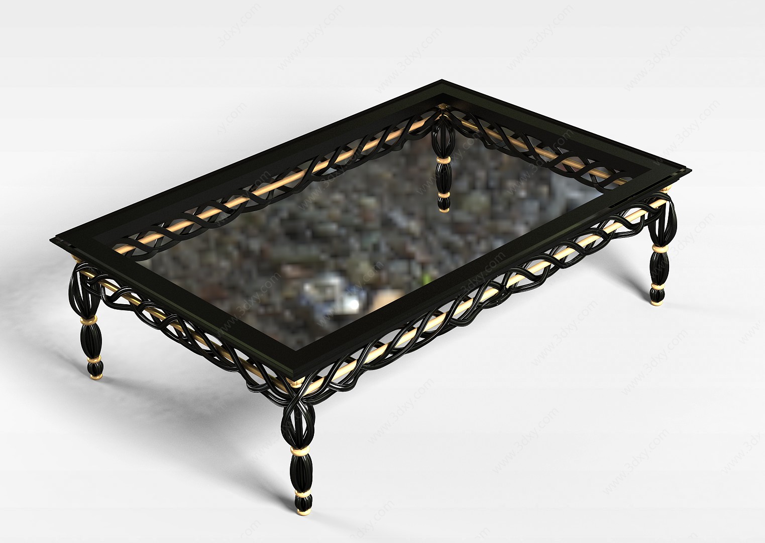 钢化玻璃桌3D模型