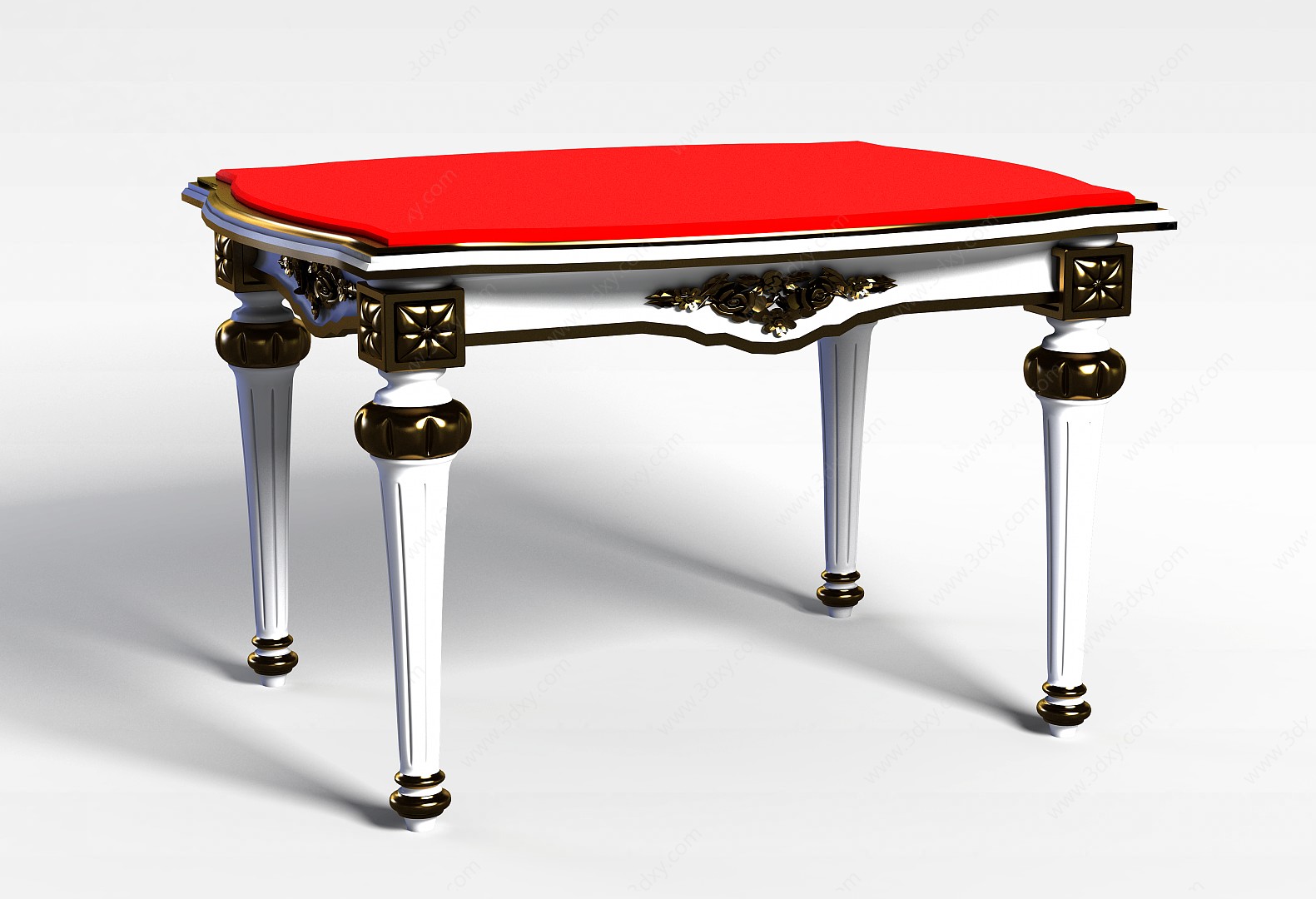 红色雕花桌3D模型