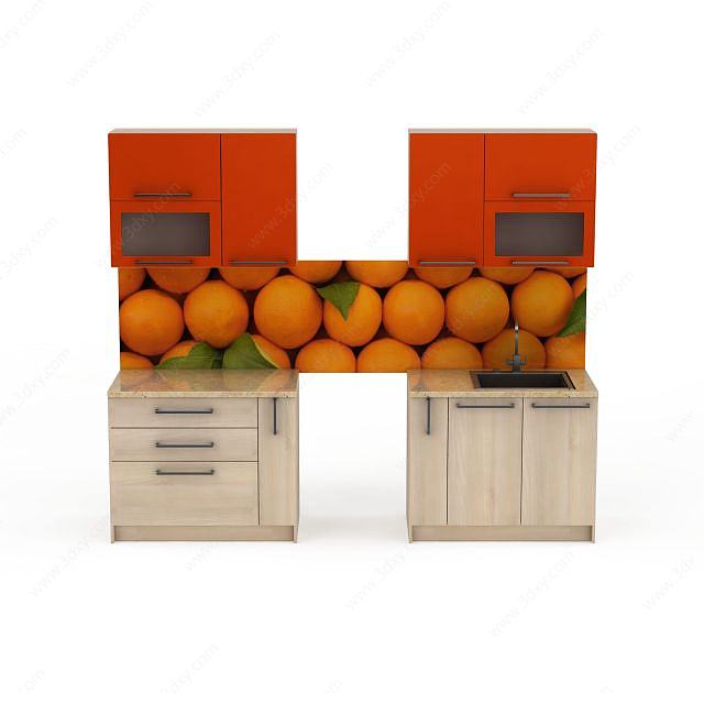 橙色橱柜3D模型
