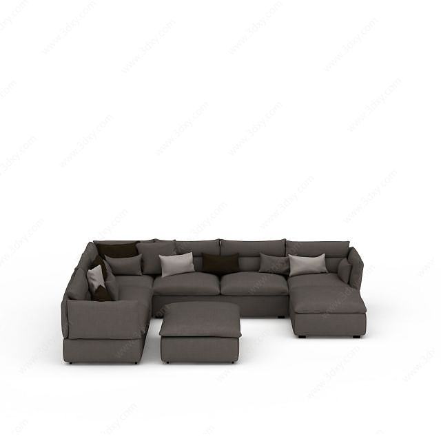 灰色沙发套装3D模型