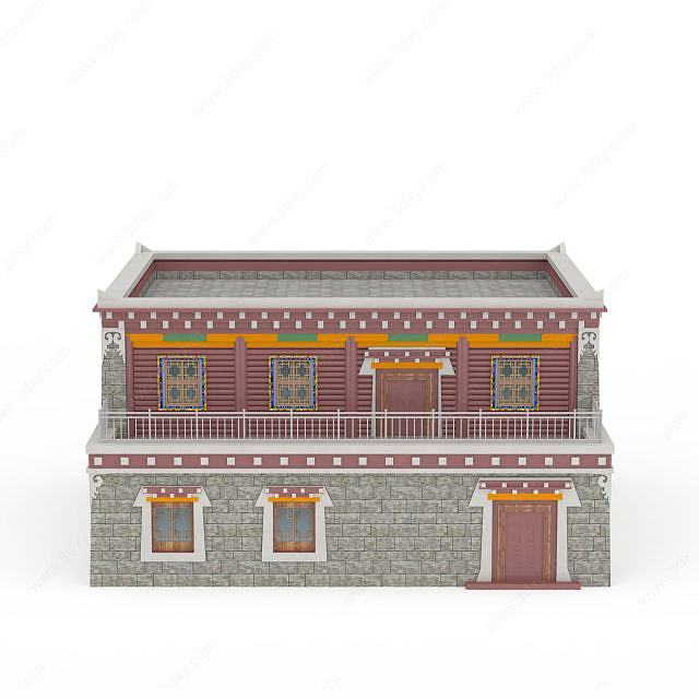 藏族居民楼3D模型
