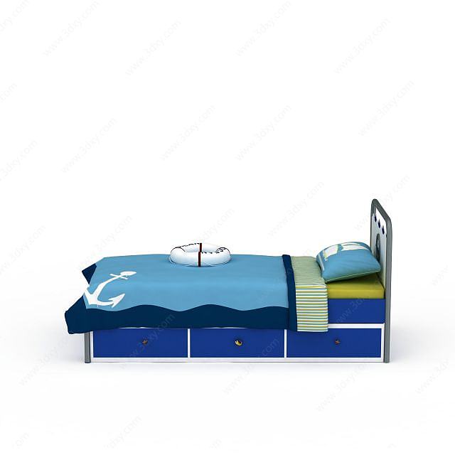 蓝色儿童床3D模型