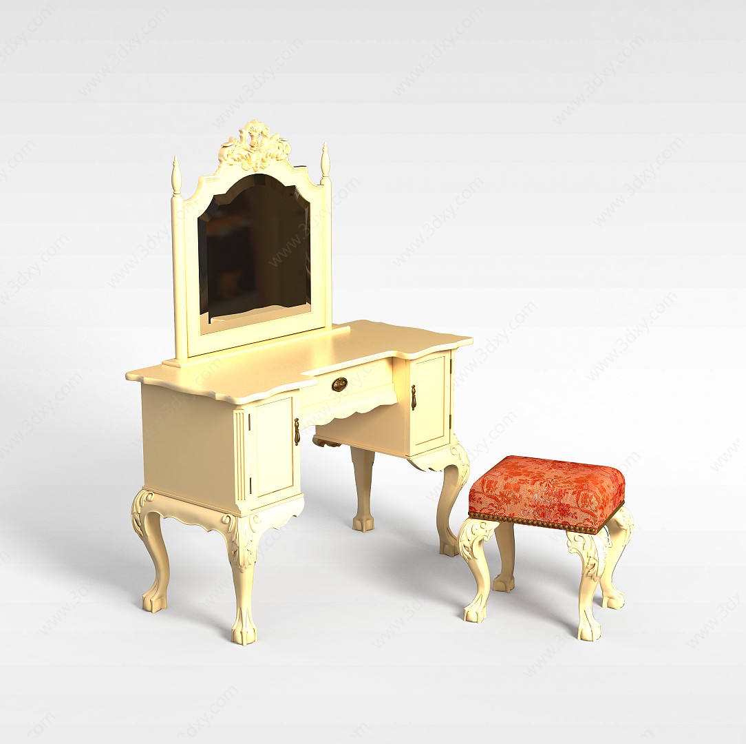 梳妆台桌椅组合3D模型