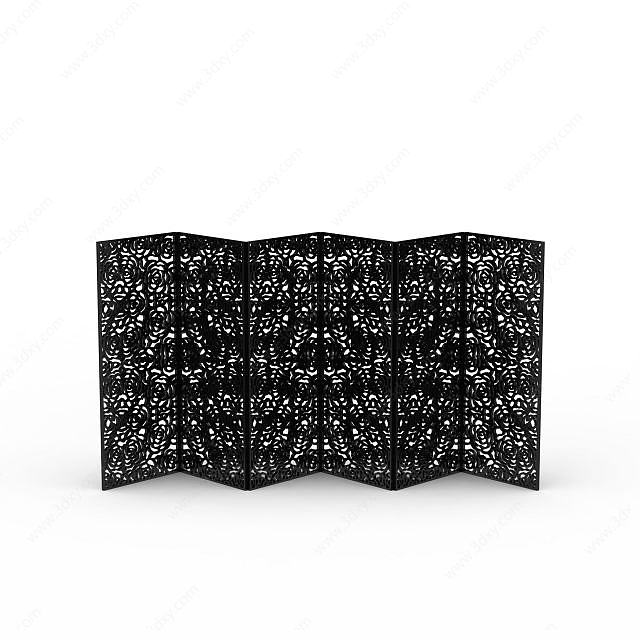 黑色折叠屏风3D模型