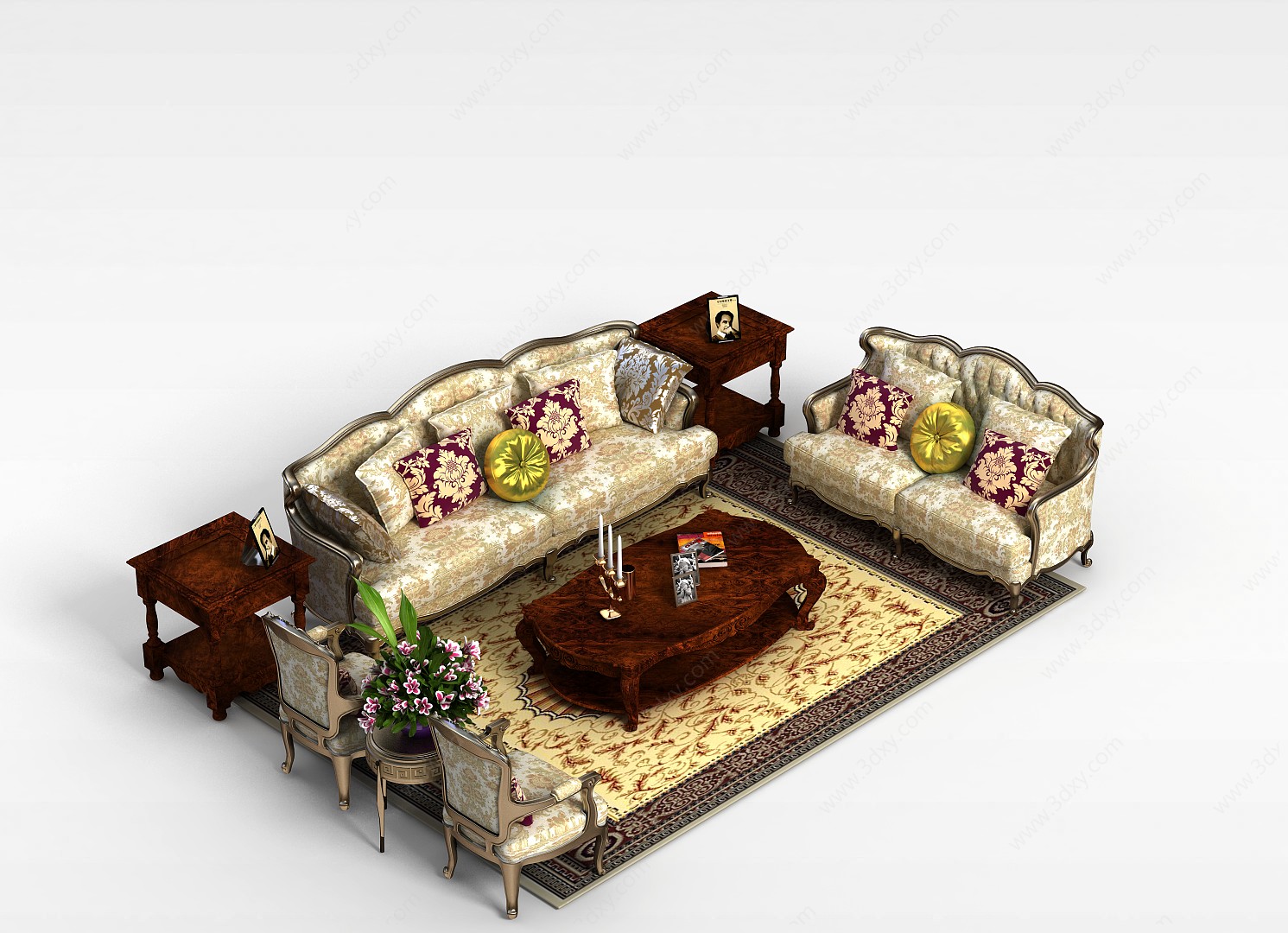 家庭多人沙发组合3D模型