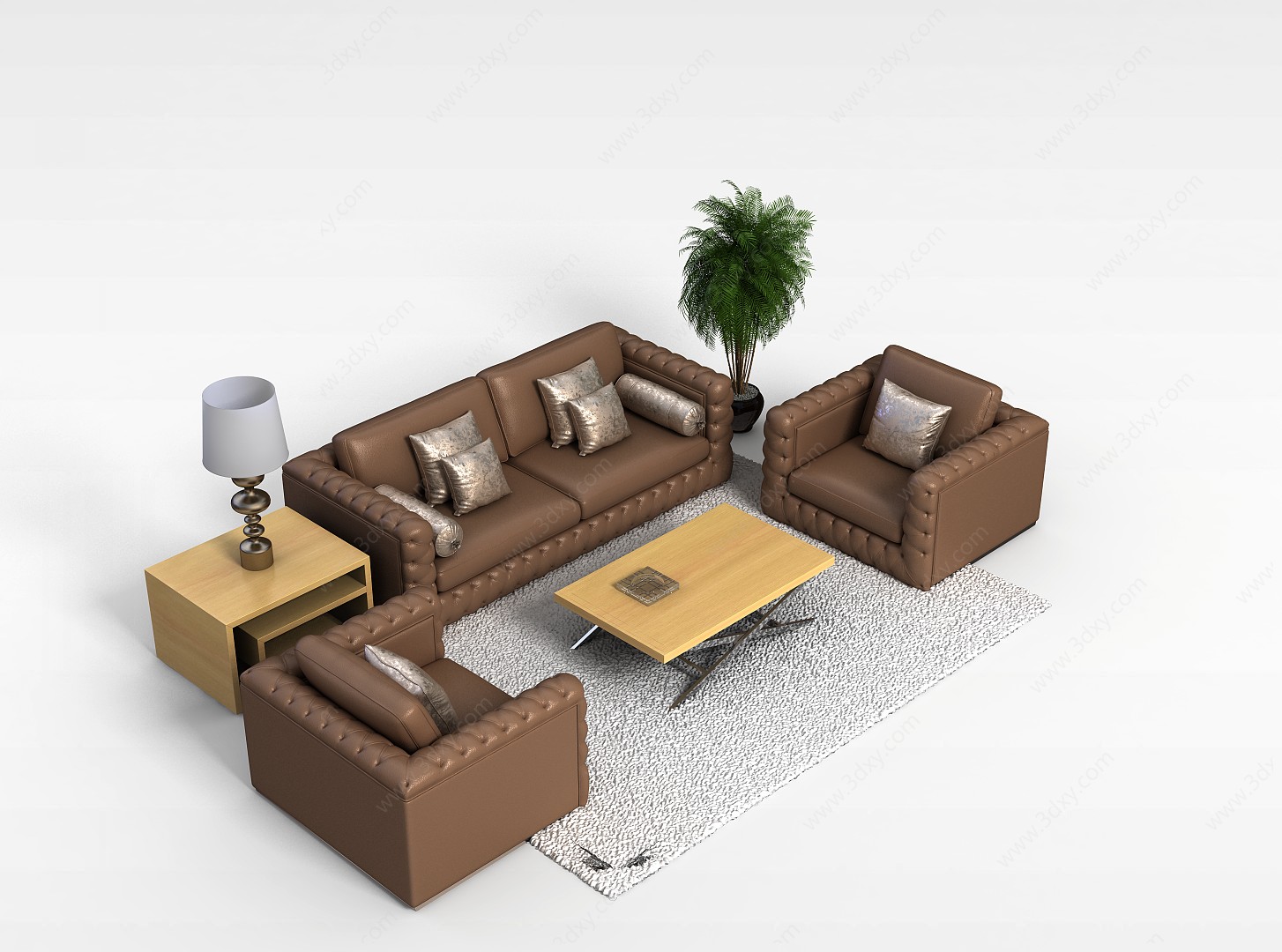 会客厅沙发茶几组合3D模型