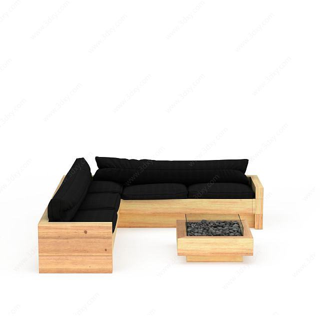精品实木沙发3D模型