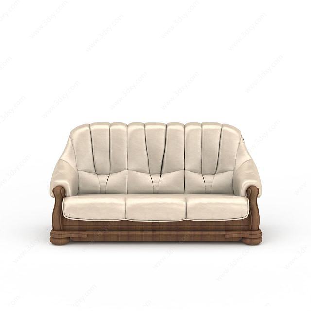 白色美式沙发3D模型