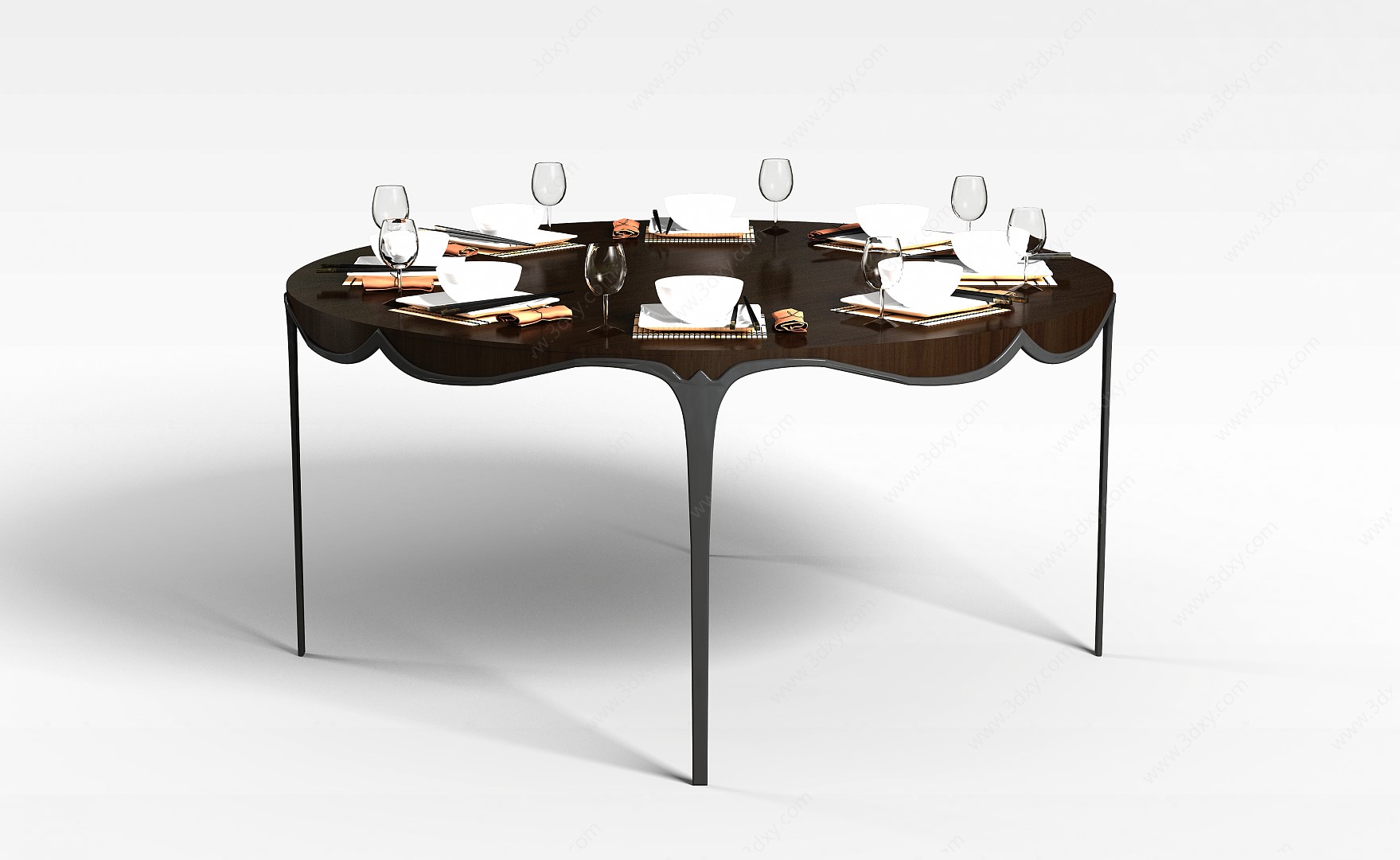 极简黑色餐桌3D模型