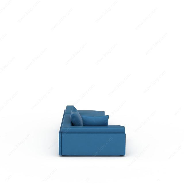 蓝色转角沙发组合3D模型