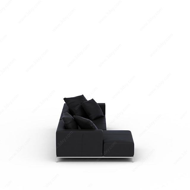 黑色现代沙发组合3D模型