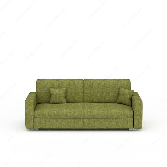 抹茶绿双人布艺沙发3D模型