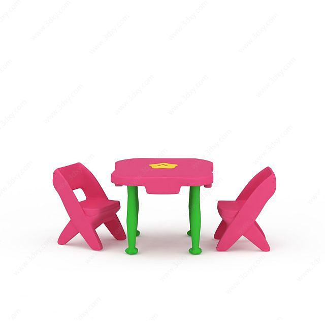 可爱儿童桌椅套装3D模型