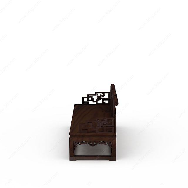 中式精品福寿纹三人椅3D模型