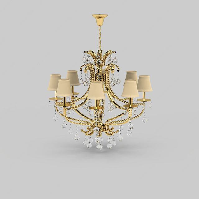 豪华金色水晶大吊灯3D模型