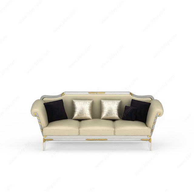 欧式镶边布艺沙发3D模型