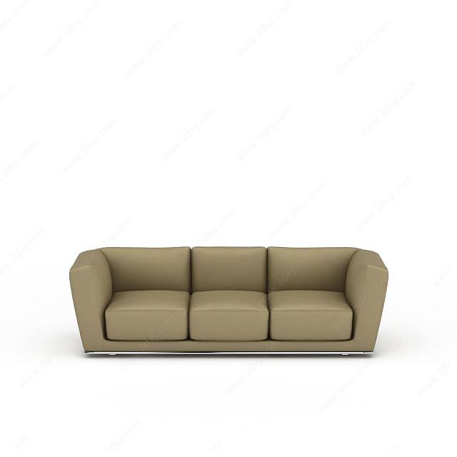 极简主义浅灰色三人沙发3D模型
