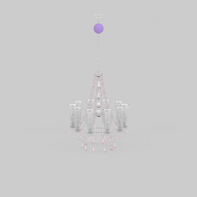 清新粉色公主房水晶吊灯3D模型