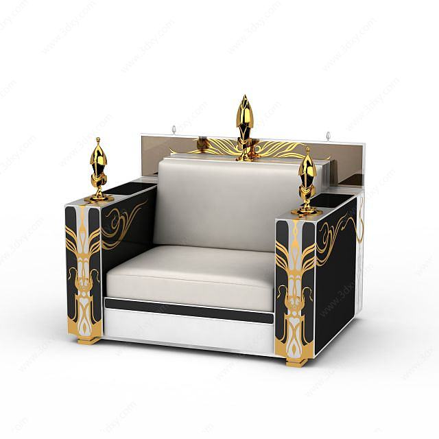 精品金色花纹装饰沙发3D模型
