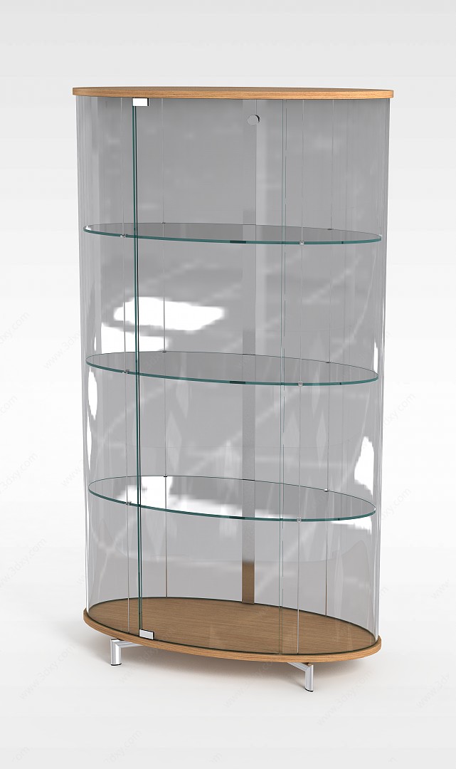 时尚圆形玻璃展示柜3D模型